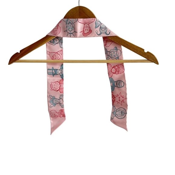 Auth HERMES Twilly - Light Pink Red Light Blue Scarf - Picture 2 of 4